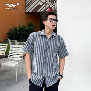 Áo Sơ Mi Unisex Ngắn Tay Kẻ Sọc Vải Oxford Cao Cấp Năng Động Trẻ Trung ARTGOD HMA001