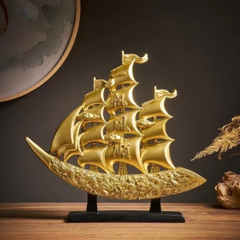 Tượng thuyền buồm ngà voi tài lộc decor nhà cửa