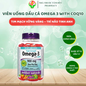 Viên Uống Dầu Cá Triple Strength Omega 3 with CoQ10 900mg Webber Naturals (Hộp 80 Viên)