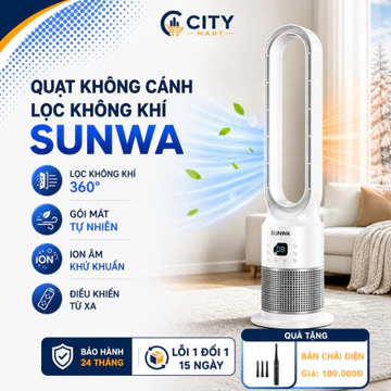QUẠT KHÔNG CÁNH LỌC KHÔNG KHÍ,ION ÂM Khử Khuẩn. Quạt lọc không khí, nhiều cấp gió, điều khiển từ xa
