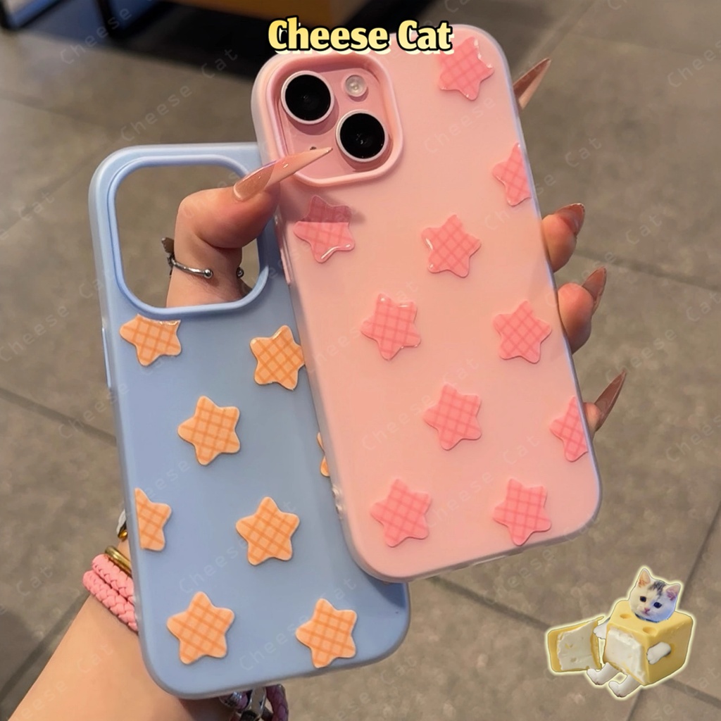 Đầy sao lớn Vỏ iPhone đơn giản cho iPhone 17 16 15 14 Plus 13 12 11 Pro Max Xs XR Ốp điện thoại màu mờ 2 trong 1