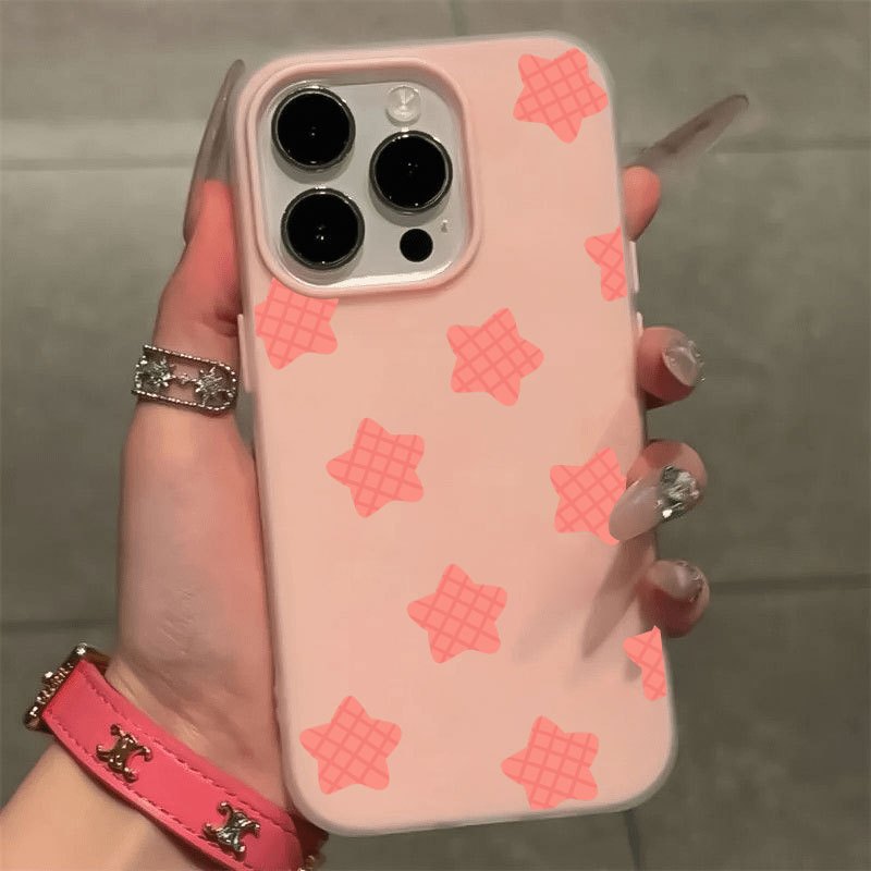 Đầy sao lớn Vỏ iPhone đơn giản cho iPhone 17 16 15 14 Plus 13 12 11 Pro Max Xs XR Ốp điện thoại màu mờ 2 trong 1