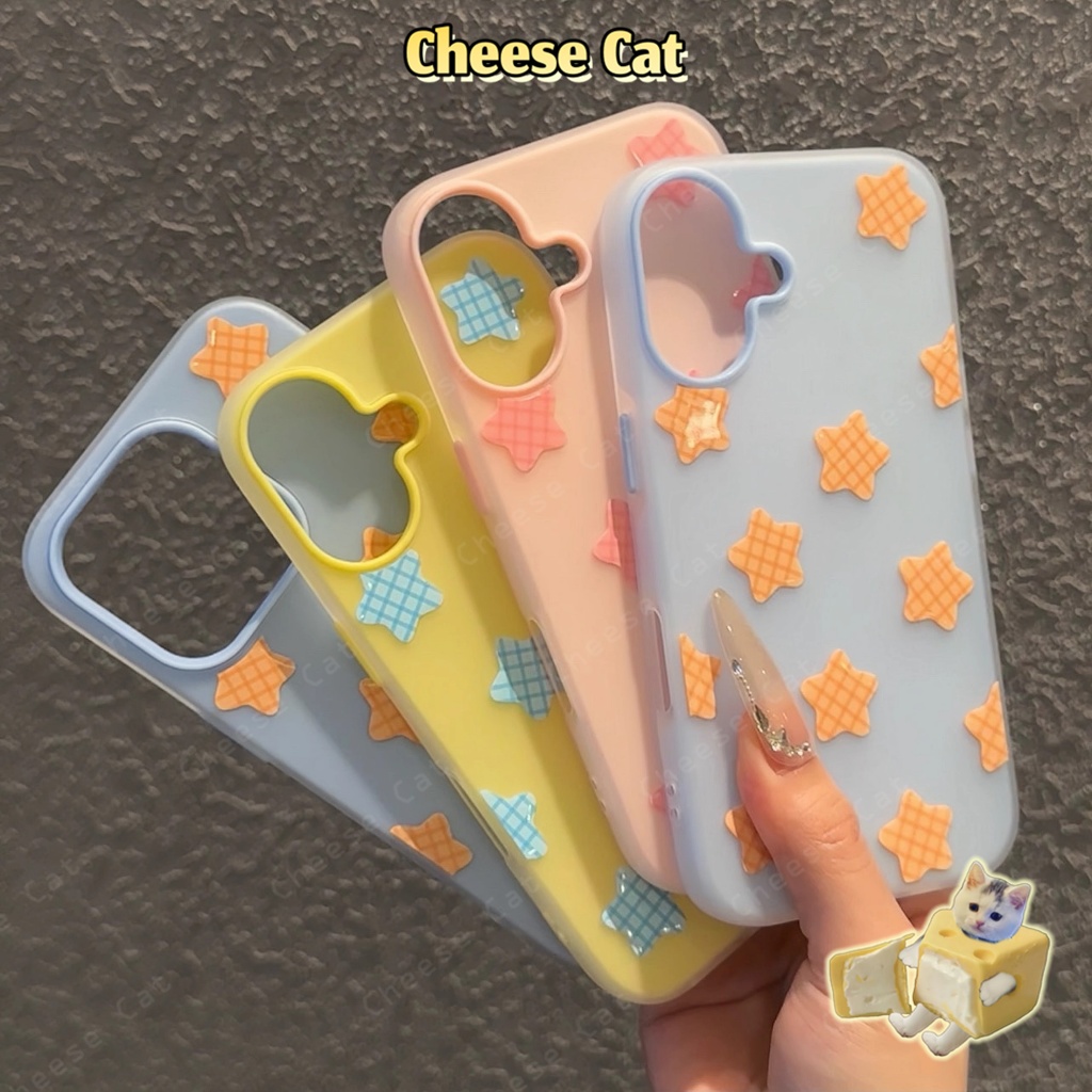 Đầy sao lớn Vỏ iPhone đơn giản cho iPhone 17 16 15 14 Plus 13 12 11 Pro Max Xs XR Ốp điện thoại màu mờ 2 trong 1
