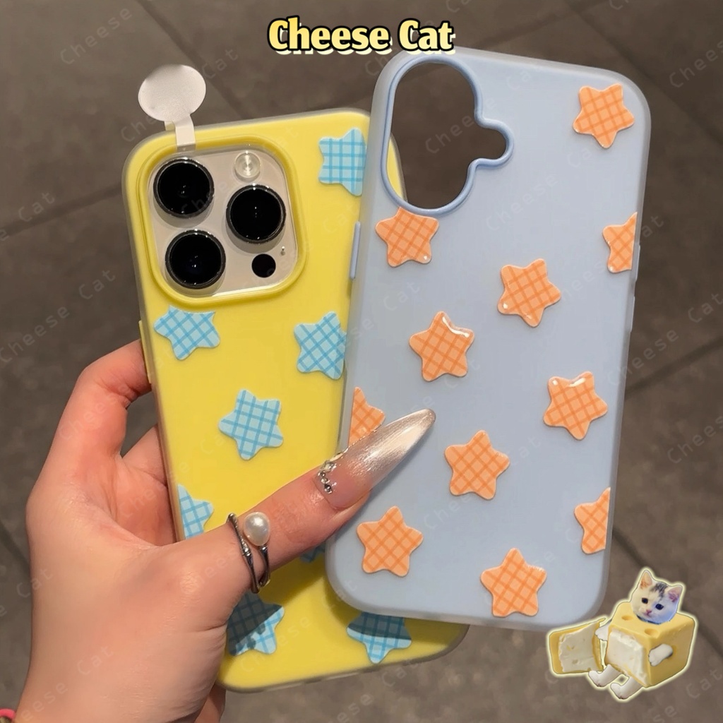 Đầy sao lớn Vỏ iPhone đơn giản cho iPhone 17 16 15 14 Plus 13 12 11 Pro Max Xs XR Ốp điện thoại màu mờ 2 trong 1