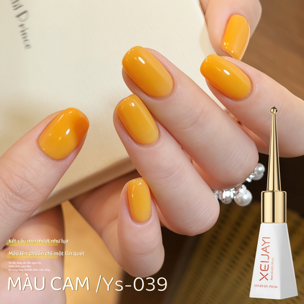 XEIJAYI 10ml - Sơn móng tay dạng gel màu vàng xoài mới, màu sắc tươi tắn, đạt chuẩn salon.