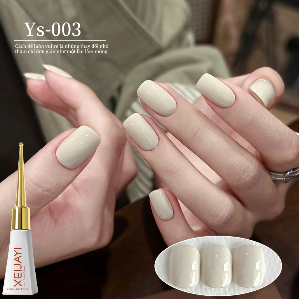 XEIJAYI 10ml - Sơn móng tay dạng gel màu trắng kem, bền màu, phù hợp sử dụng tại salon và tại nhà.