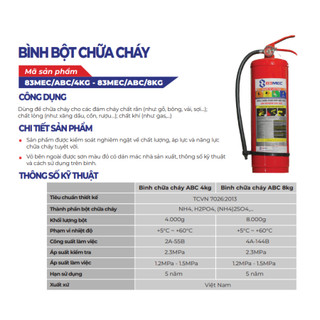 BÌNH CHỮA CHÁY BỘT ABC 4KG 83MEC/BQP CÓ TEM KIỂM ĐỊNH
