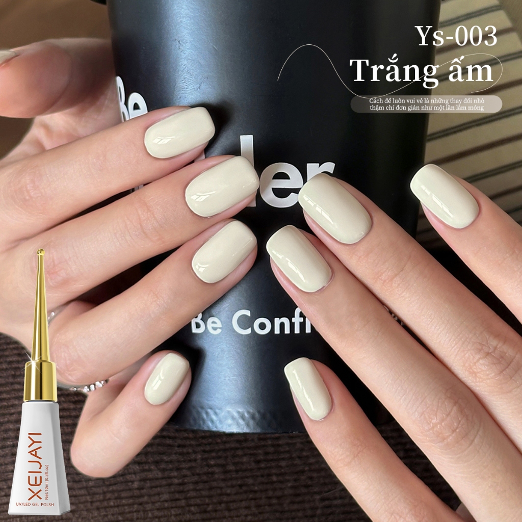 XEIJAYI 10ml - Sơn móng tay dạng gel màu trắng kem, bền màu, phù hợp sử dụng tại salon và tại nhà.