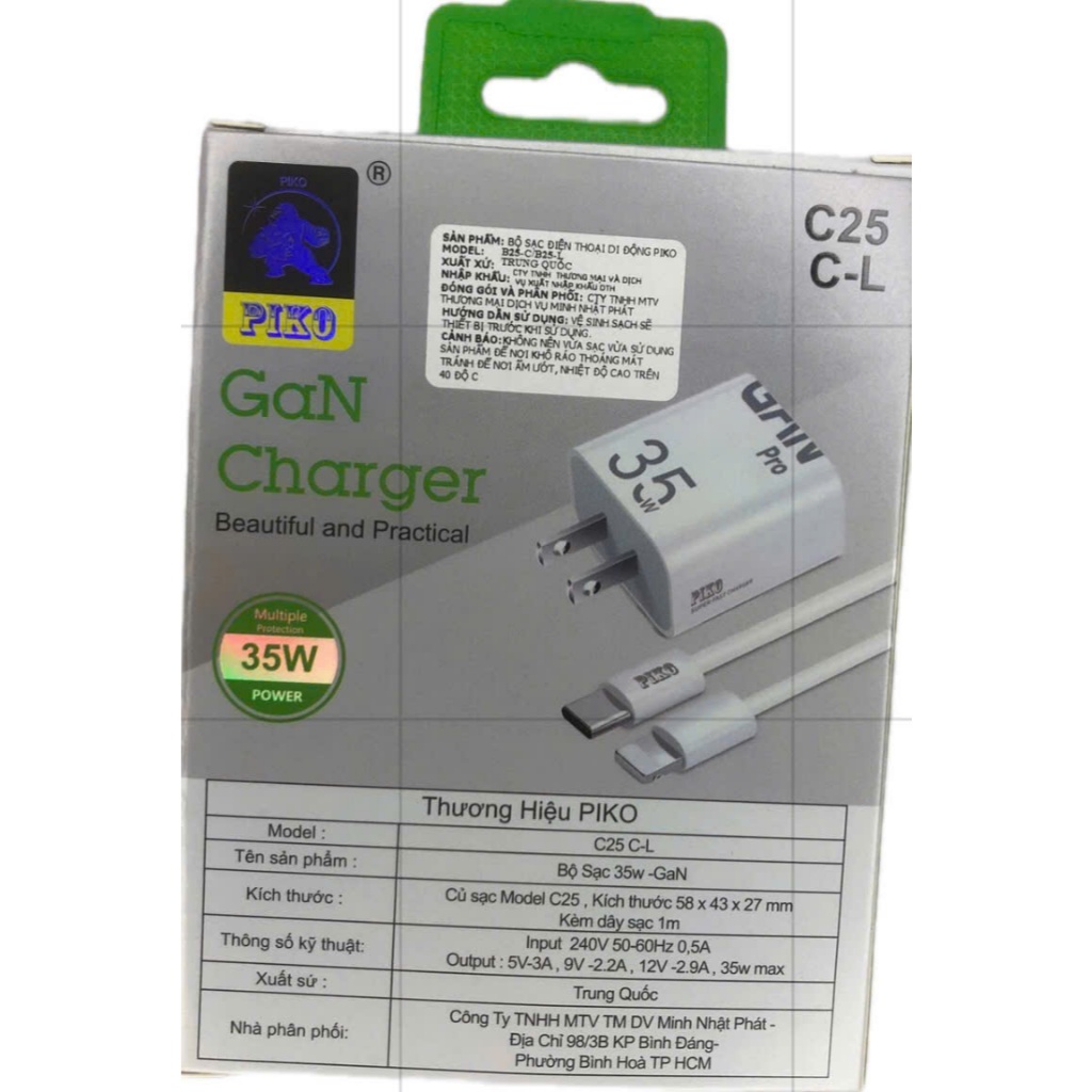 Bộ Sạc nhanh Piko công 35W cho iphone,Samsung  hàng chất lượng. bảo hành 24 tháng