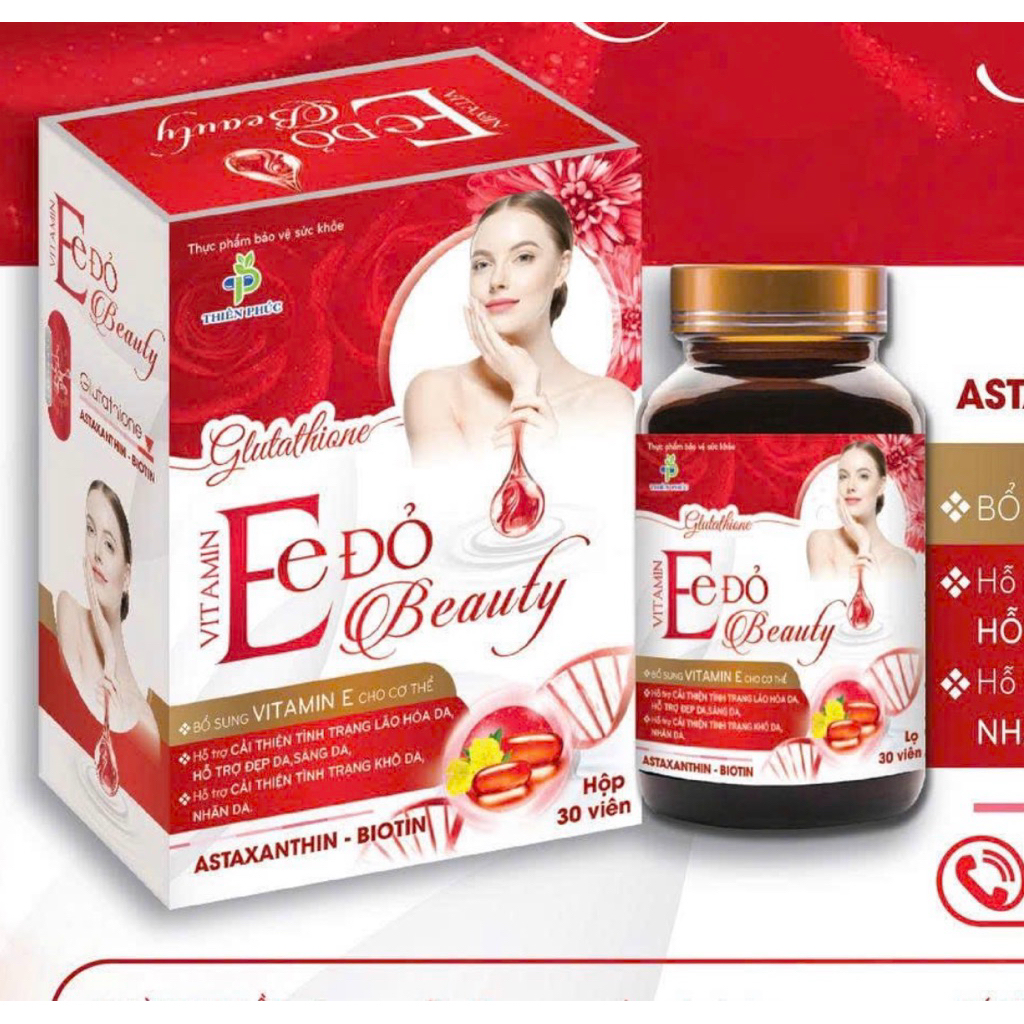 E ĐỎ kết hợp GLUTATHI đẹp da ngừa lão hoá.