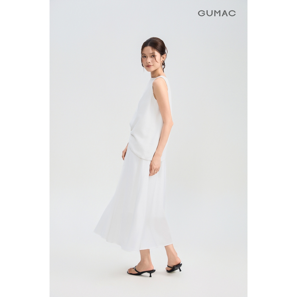 Chân Váy Nữ GUMAC Form A Xòe Lưng Thun Viền Thun Vải Tơ Nhăn Nữ Tính VG05038