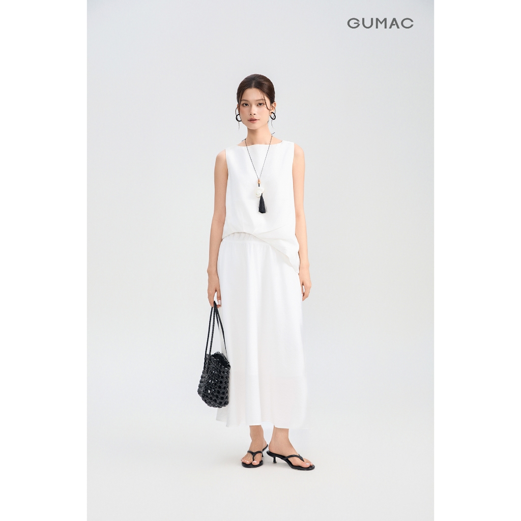 Chân Váy Nữ GUMAC Form A Xòe Lưng Thun Viền Thun Vải Tơ Nhăn Nữ Tính VG05038