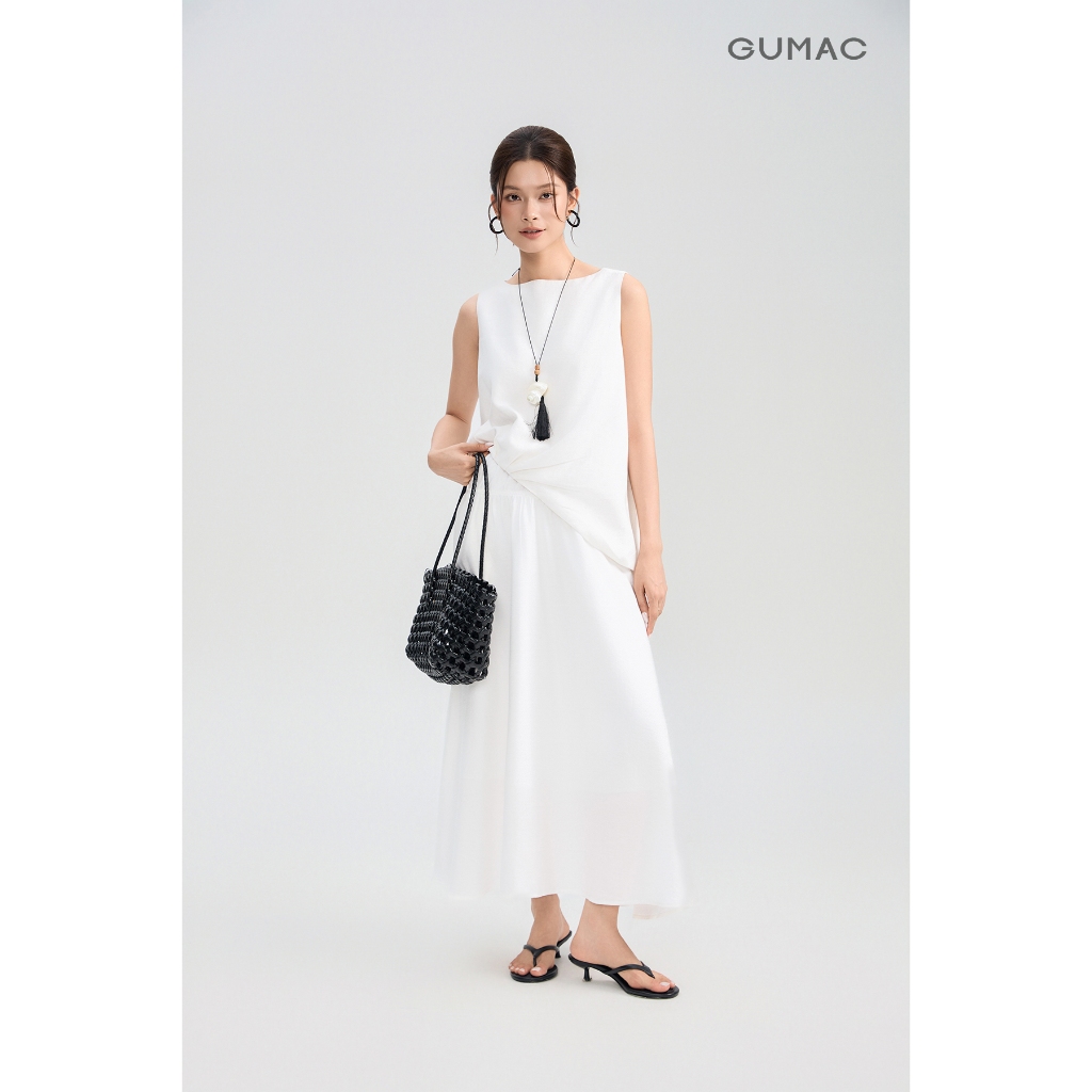 Chân Váy Nữ GUMAC Form A Xòe Lưng Thun Viền Thun Vải Tơ Nhăn Nữ Tính VG05038