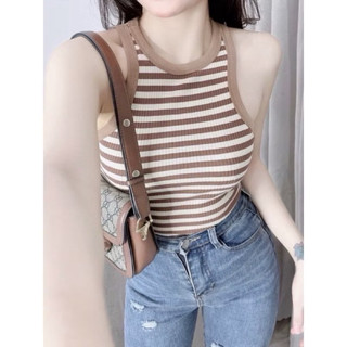 Áo Ba Lỗ Kẻ Sọc Ngang phối Viền màu xinh xắn tôn dáng dễ mix phụ kiện