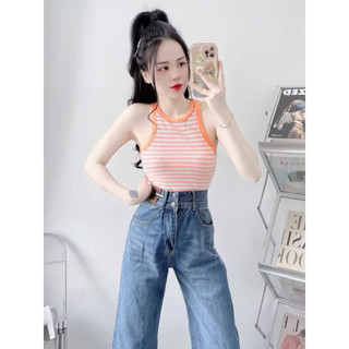 Áo Ba Lỗ Kẻ Sọc Ngang phối Viền màu xinh xắn tôn dáng dễ mix phụ kiện