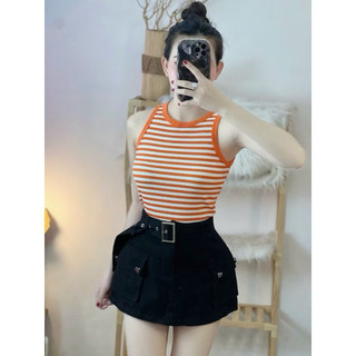 Áo Ba Lỗ Kẻ Sọc Ngang phối Viền màu xinh xắn tôn dáng dễ mix phụ kiện