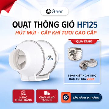 Quạt hút khói bếp GEER HF125 40W chính hãng, quạt thông gió hút mùi công suất lớn hút mạnh chạy êm tiết kiệm điện