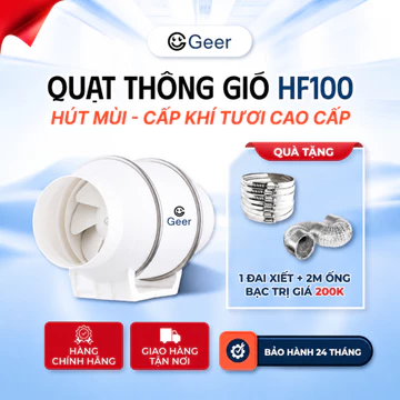 Quạt hút khói hút mùi bếp GEER HF100 chính hãng 35W, quạt thông gió công suất mạnh chạy êm bền bỉ tiết kiệm điện