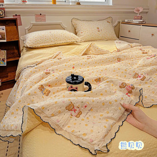 [MỞ BÁN] Bộ Chăn Ga Gối Cotton Đũi phong cách Hàn Quốc, Chăn hè thu mỏng nhẹ họa tiết hoa nhí đáng yêu