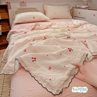 [MỞ BÁN] Bộ Chăn Ga Gối Cotton Đũi phong cách Hàn Quốc, Chăn hè thu mỏng nhẹ họa tiết hoa nhí đáng yêu