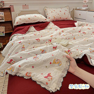 [MỞ BÁN] Bộ Chăn Ga Gối Cotton Đũi phong cách Hàn Quốc, Chăn hè thu mỏng nhẹ họa tiết hoa nhí đáng yêu