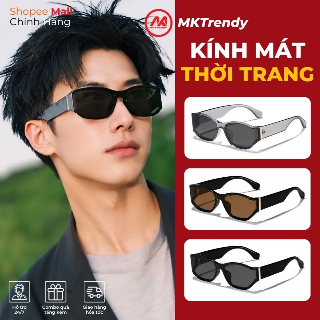 Kính râm mắt mèo MKTRENDY gọng cong thiết kế cao cấp thời trang nam nữ kính mát chống tia UV phong cách T16