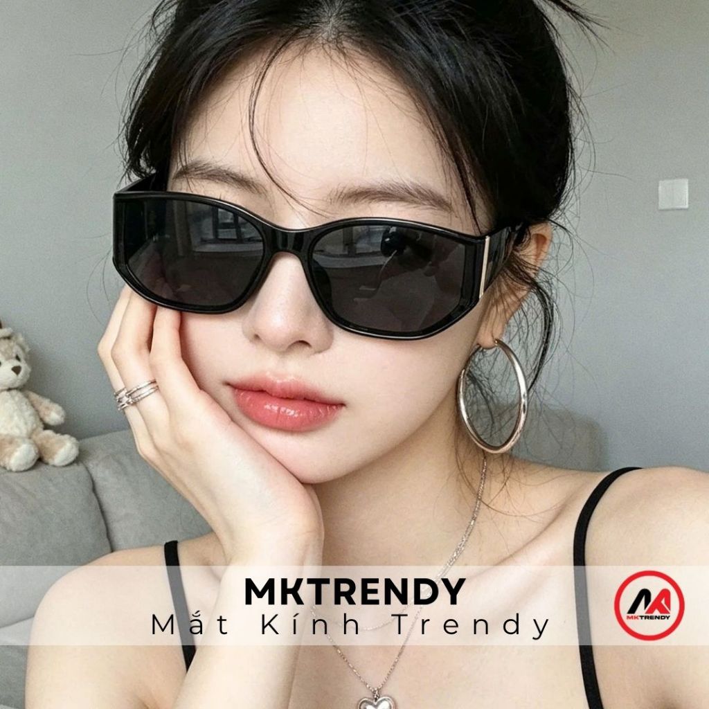 Kính râm mắt mèo MKTRENDY gọng cong thiết kế cao cấp thời trang nam nữ kính mát chống tia UV phong cách T16