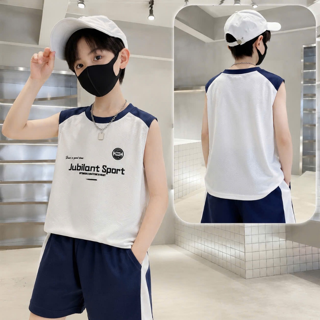 Bộ Ba Lỗ Thể Thao Bé Trai Mùa Hè Chất Thông Hơi Thoáng Mát Thấm Hút Mồ Hôi (12-45kg)