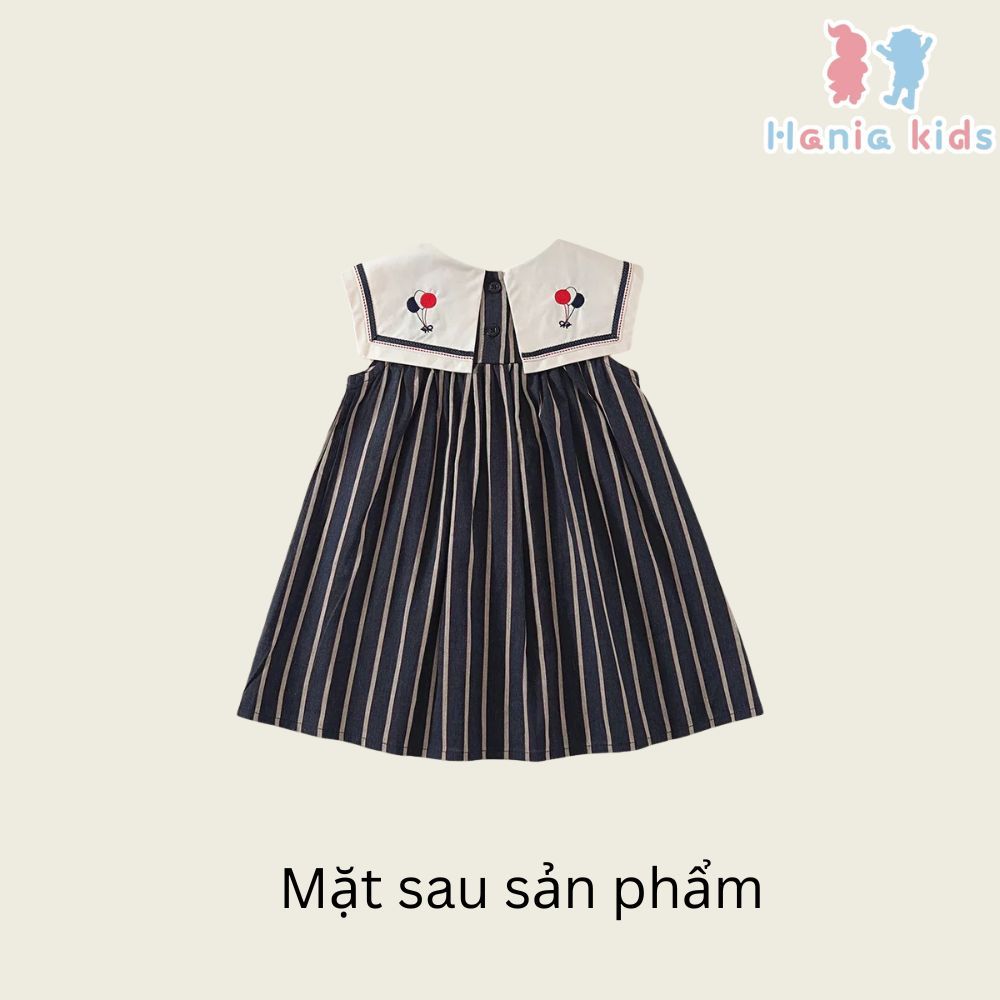 Váy Cho Bé Gái, Váy Kẻ Thiết Kế Cổ Vạt Họa Tiết Thuê Xinh Xắn Chất Liệu Cotton Thoáng Mát