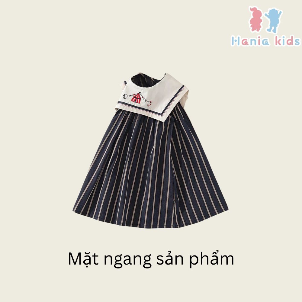 Váy Cho Bé Gái, Váy Kẻ Thiết Kế Cổ Vạt Họa Tiết Thuê Xinh Xắn Chất Liệu Cotton Thoáng Mát