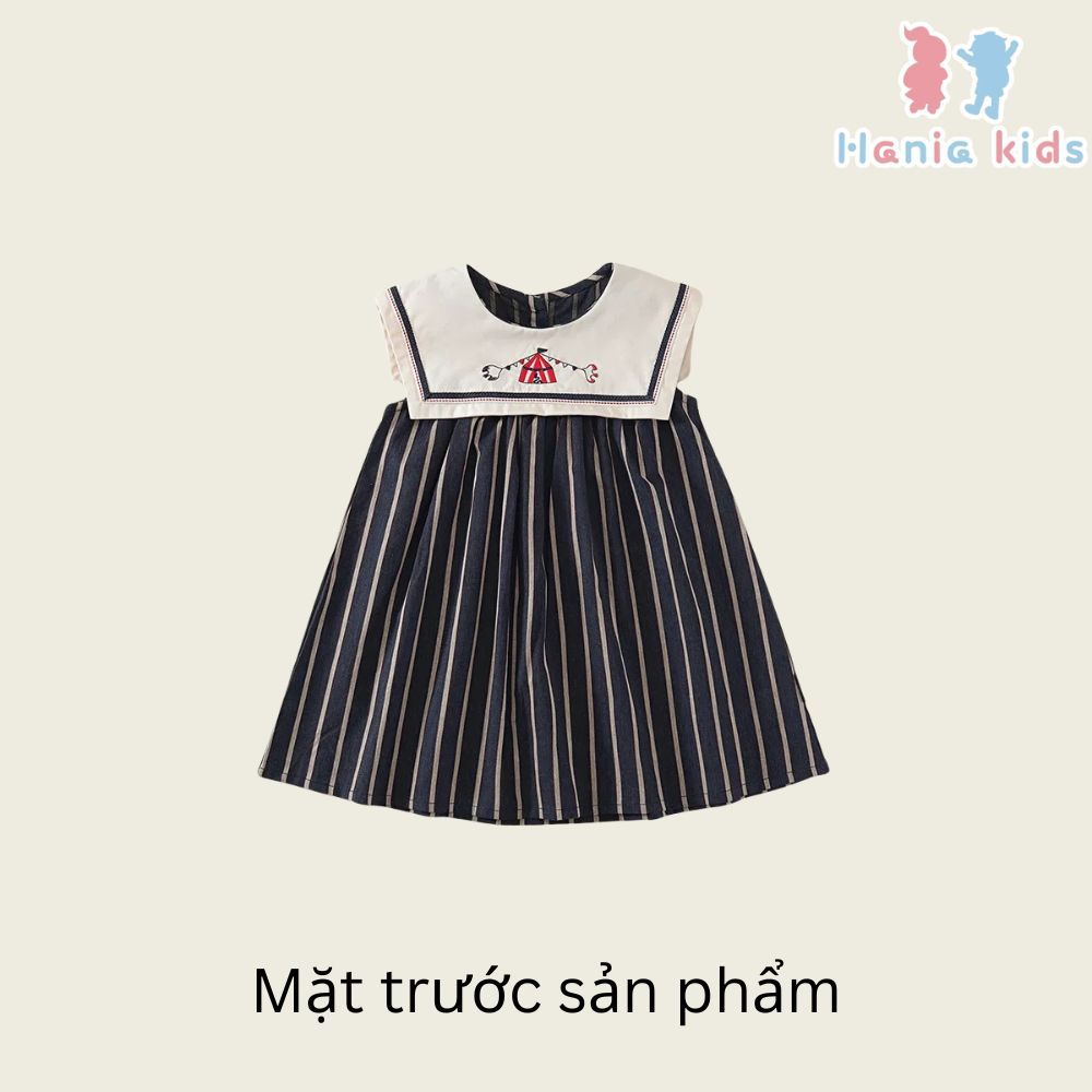 Váy Cho Bé Gái, Váy Kẻ Thiết Kế Cổ Vạt Họa Tiết Thuê Xinh Xắn Chất Liệu Cotton Thoáng Mát