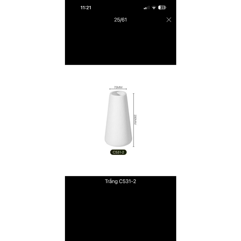 Lọ hoa nhựa vân sọc thẳng C531-1,2,3 giả gốm phong cách Bắc Âu decor bàn làm việc, văn phòng