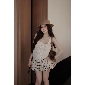 Set áo 2 dây thô ren chân váy bi mai phương bùi