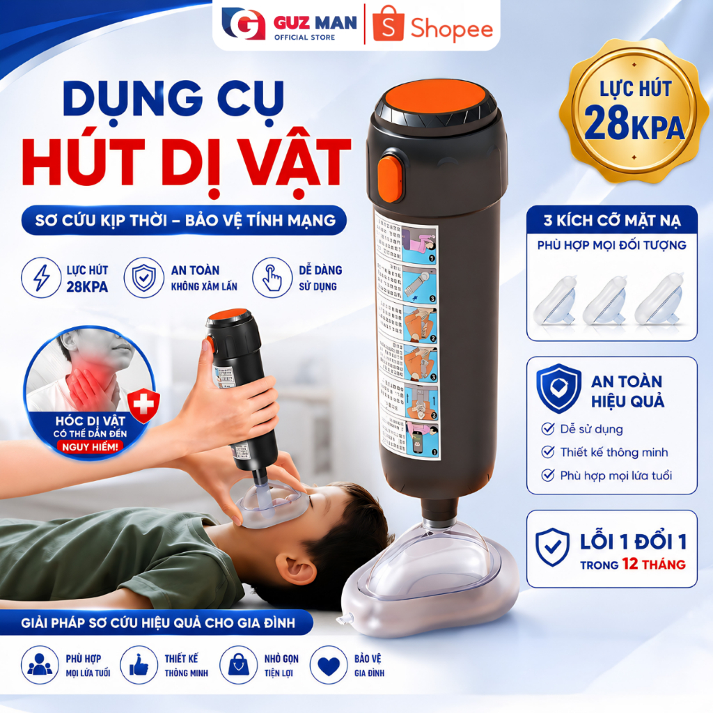 [TTT] Dụng Cụ Hút Dị Vật Mắc Nghẹn Cho Trẻ Em và Người Lớn, Thiết Bị Sơ Cứu Khẩn Cấp An Toàn