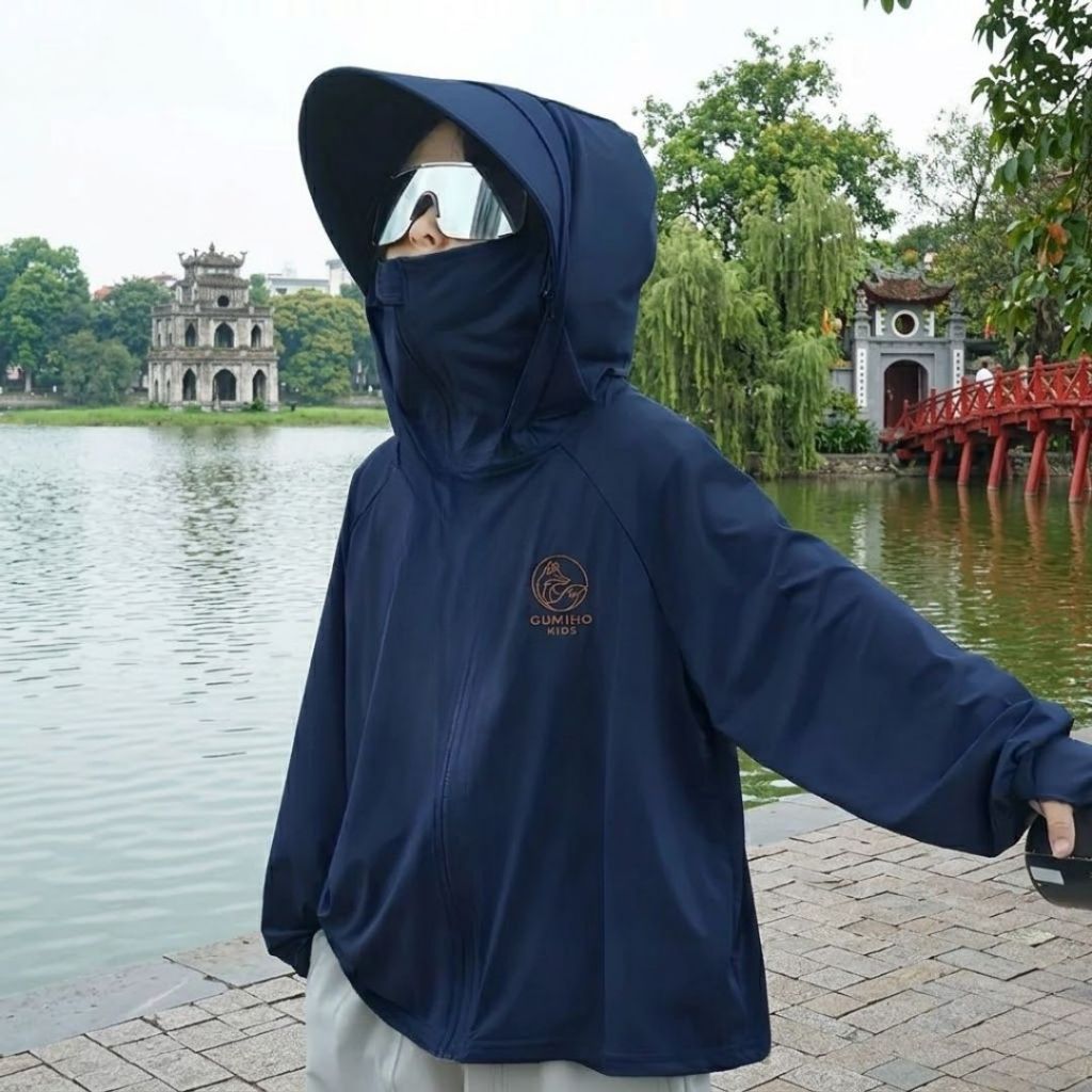 Áo Khoác Chống Nắng Bé Trai GUMIHO KIDS - Vải Thể Thao Mát Lạnh Chống Tia UV - Thiết Kế Che Kín Mặt Thông Minh