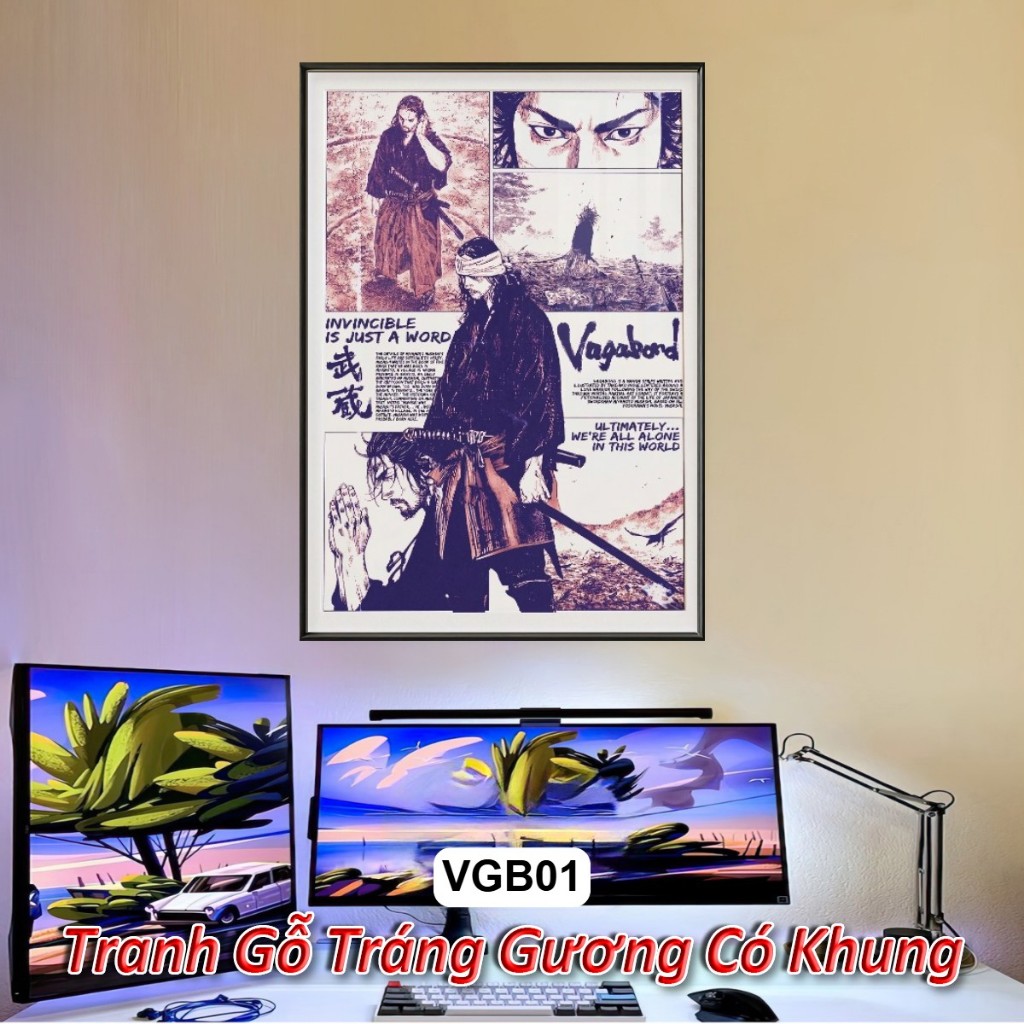 Tranh Vagabond Poster – Miyamoto Musashi Anime Manga Tranh Tráng Gương Khung Composite decor treo tường