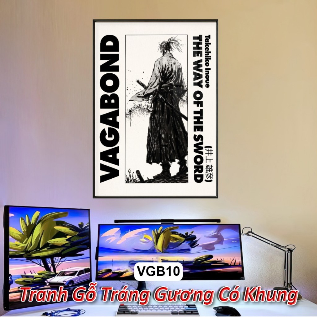 Tranh Vagabond Poster – Miyamoto Musashi Anime Manga Tranh Tráng Gương Khung Composite decor treo tường