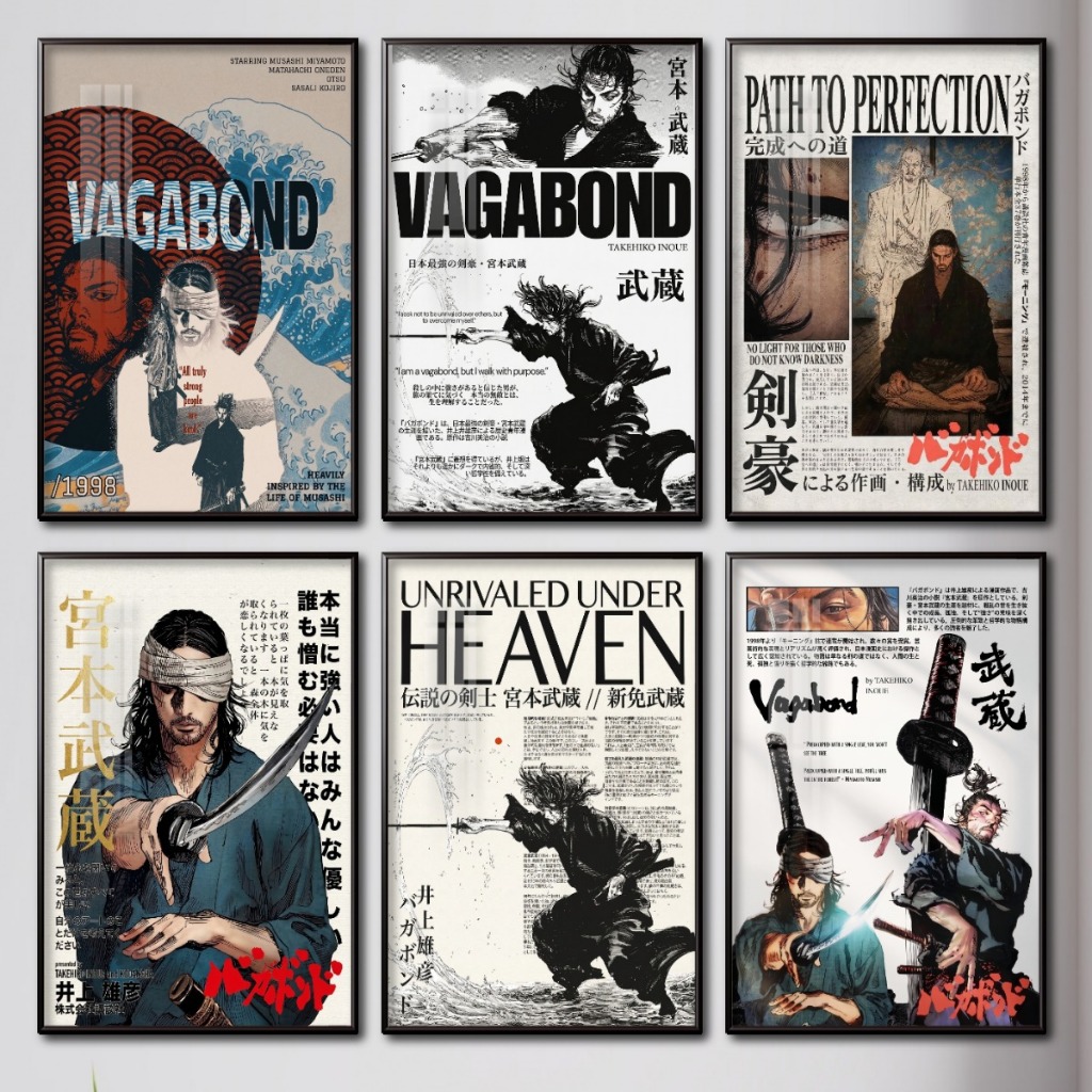 Tranh Vagabond Poster – Miyamoto Musashi Anime Manga Tranh Tráng Gương Khung Composite decor treo tường