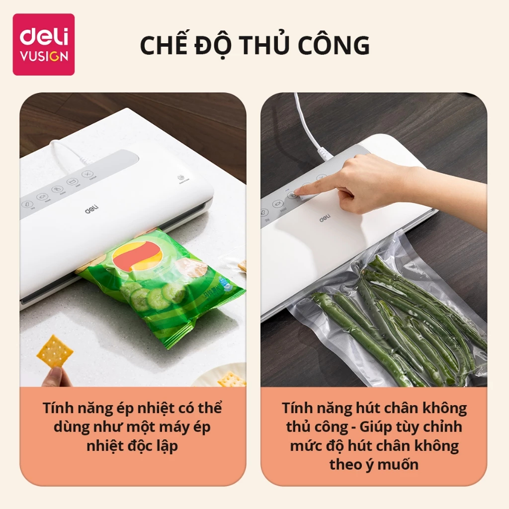 [TẶNG TÚI HÚT] Máy Hút Chân Không Thực Phẩm Deli Bảo Quản Thực Phẩm Tươi Lâu Hơn Hút Tự Động Hàn Miệng Túi