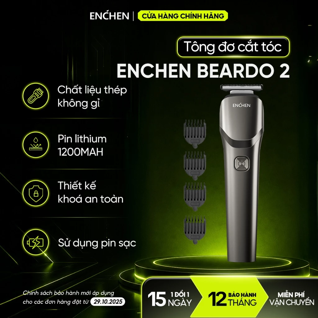 Tông đơ Enchen Beardo 2 với lưỡi thép không gỉ