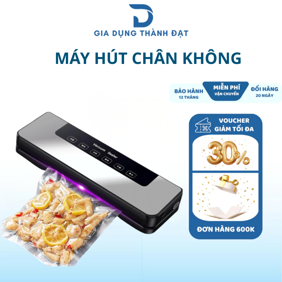 Máy Hút Chân Không Thực Phẩm Khử Trùng BằngTia Cực Tím, Bảo Quản Thực Phẩm Tặng Kèm 10 Túi Hút