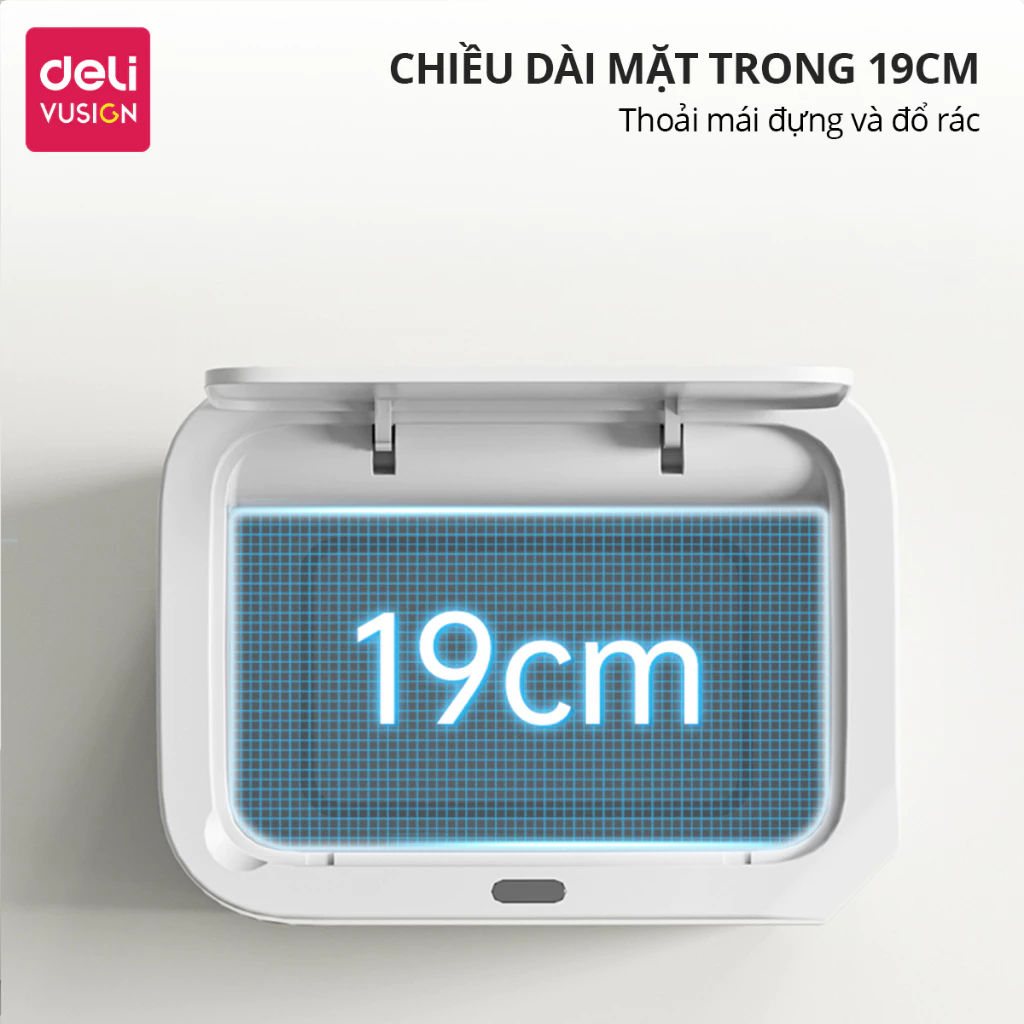 Thùng rác thông minh nắp tự động cảm biến đóng mở 13L/18L Deli chống thấm nước khử mùi thích hợp phòng khách, bếp