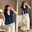 Áo babydoll linen tay phồng tiểu thư siêu xinh Hoadanbistore, Áo kiểu tiểu thư buộc nơ xinh xắn