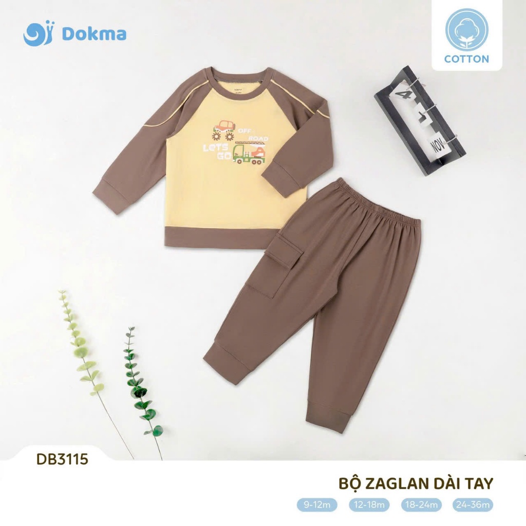 (8-13kg, 6-36M) Bộ Dài Tay Cotton Mềm Mại Dokma DB2342 DB2458 DB3177 DB3115 DB3173