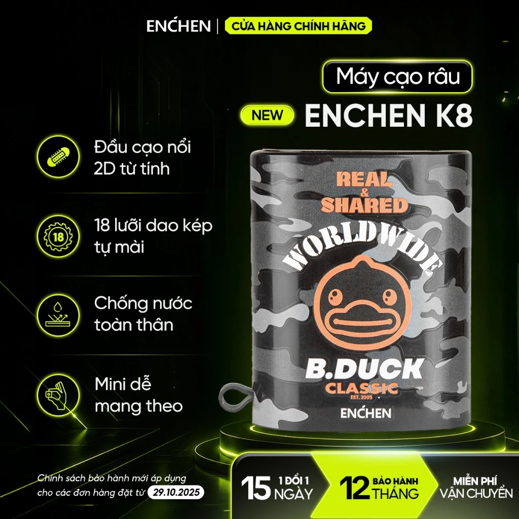 Máy cạo râu Enchen K8 bản mới họa tiết rằn ri