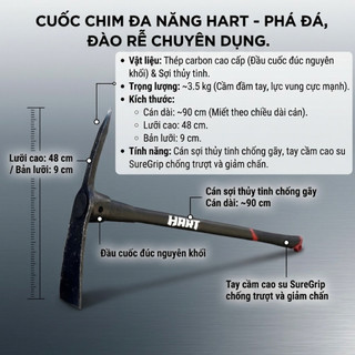 Cuốc chim Hart Mỹ - Chuyên dụng cho anh em làm vườn, cuốc đất - HÀNG BÃI TUYỂN