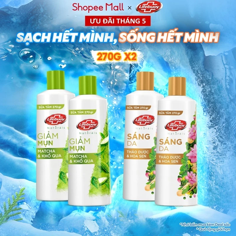Combo 2 sữa tắm Lifebuoy Thiên nhiên Detox 270g