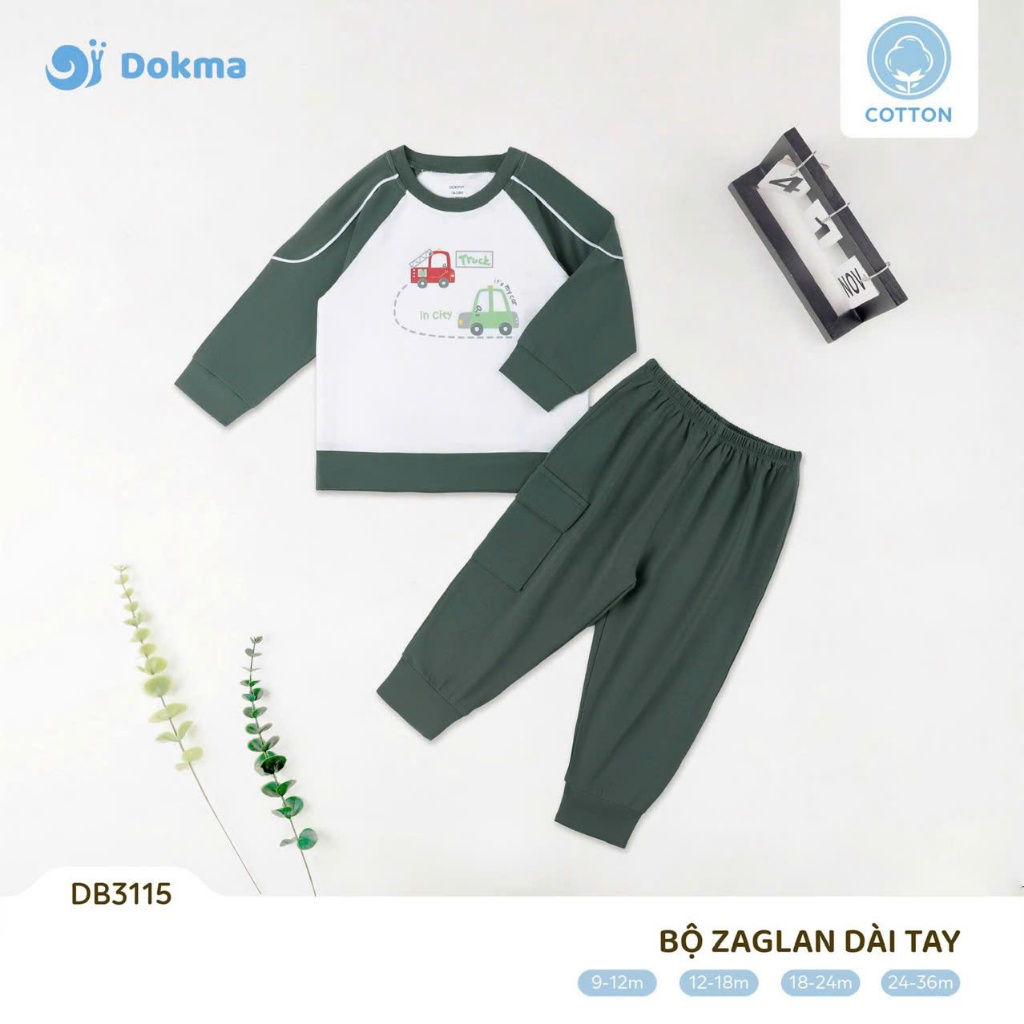 (8-13kg, 6-36M) Bộ Dài Tay Cotton Mềm Mại Dokma DB2342 DB2458 DB3177 DB3115 DB3173