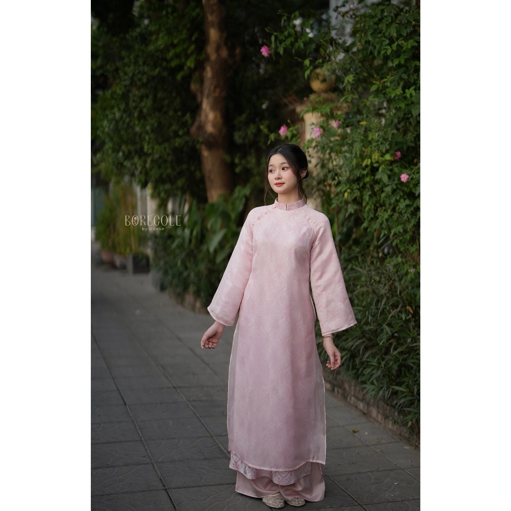 [Tặng trâm - BORECOLE] áo dài Tầm Phương, tơ sương lụa gấm, họa tiết trơn & thọ dơi, cúc hoa, dáng suông 4 tà, may đo
