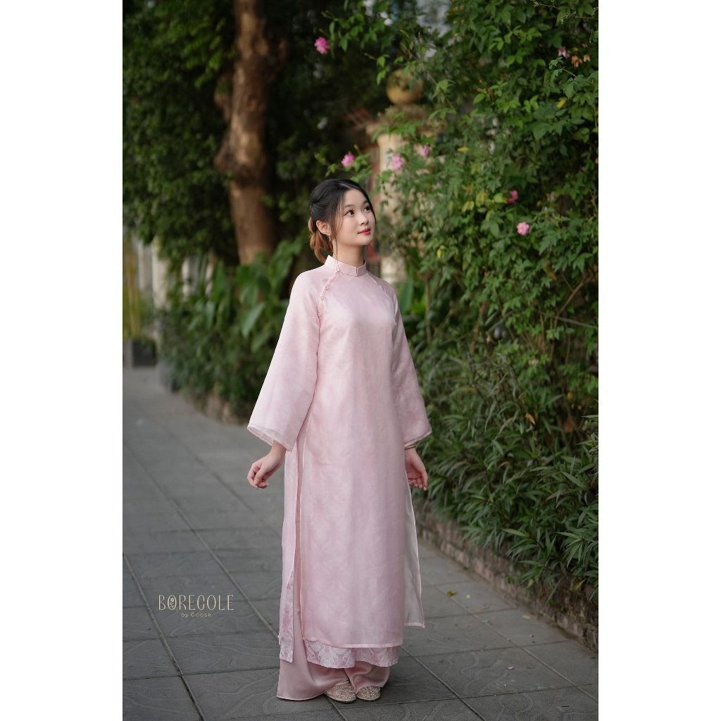 [Tặng trâm - BORECOLE] áo dài Tầm Phương, tơ sương lụa gấm, họa tiết trơn & thọ dơi, cúc hoa, dáng suông 4 tà, may đo